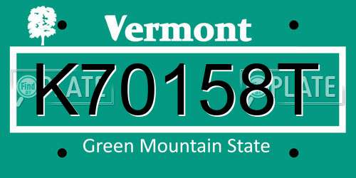 K70158T Vermont License Plate