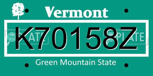 K70158Z Vermont License Plate