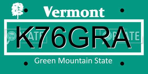 K76GRA Vermont License Plate