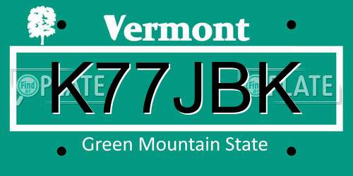 K77JBK Vermont License Plate