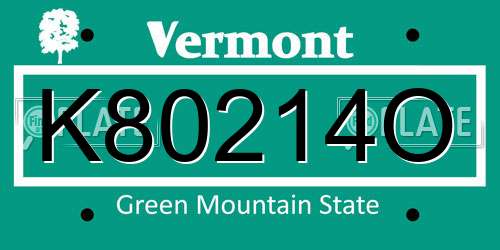 K80214O Vermont License Plate