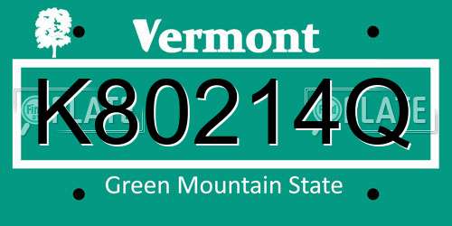 K80214Q Vermont License Plate