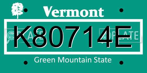 K80714E Vermont License Plate