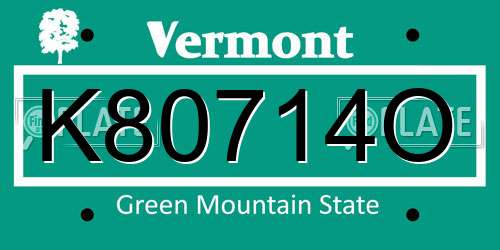K80714O Vermont License Plate