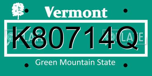 K80714Q Vermont License Plate