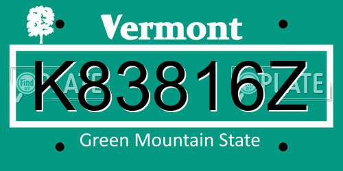K83816Z Vermont License Plate