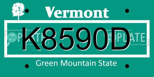 K8590D Vermont License Plate