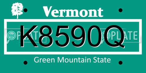 K8590Q Vermont License Plate
