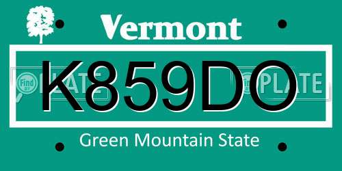 K859DO Vermont License Plate