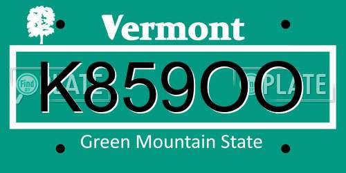 K859OO Vermont License Plate