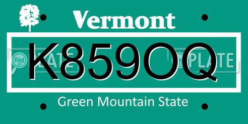K859OQ Vermont License Plate
