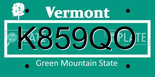 K859QO Vermont License Plate