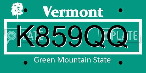 K859QQ Vermont License Plate
