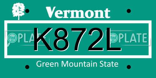K872L Vermont License Plate