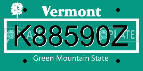 K88590Z Vermont License Plate