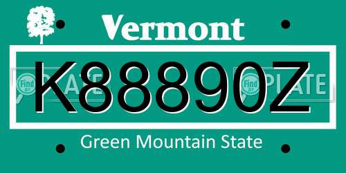 K88890Z Vermont License Plate