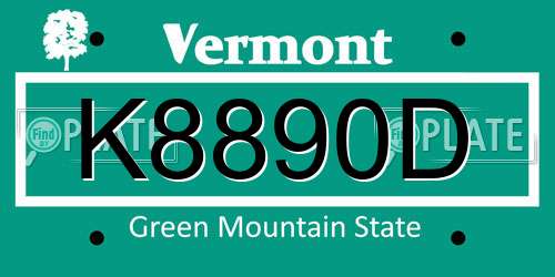 K8890D Vermont License Plate