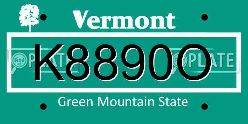 K8890O Vermont License Plate