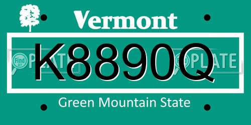 K8890Q Vermont License Plate