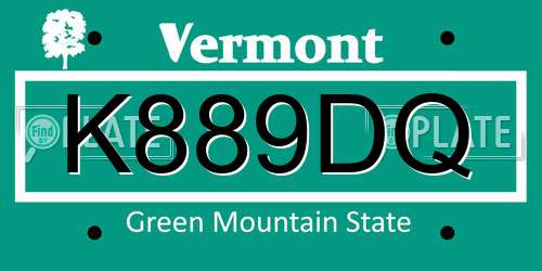 K889DQ Vermont License Plate