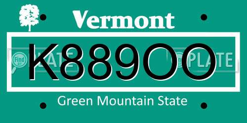 K889OO Vermont License Plate