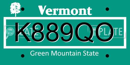 K889QO Vermont License Plate