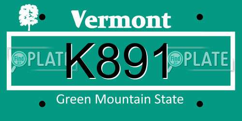 K891 Vermont License Plate