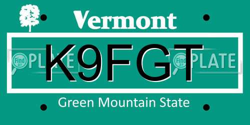 K9FGT Vermont License Plate
