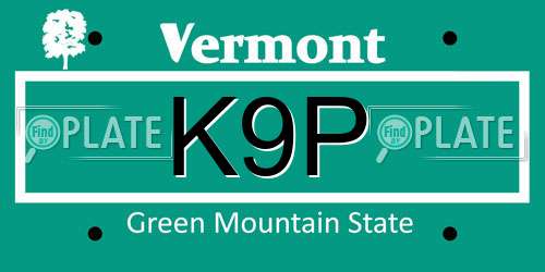 K9P Vermont License Plate