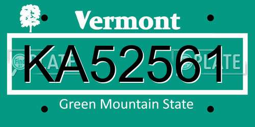 KA52561 Vermont License Plate