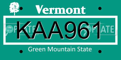 KAA961 Vermont License Plate