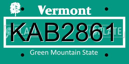 KAB2861 Vermont License Plate