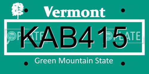 KAB415 Vermont License Plate