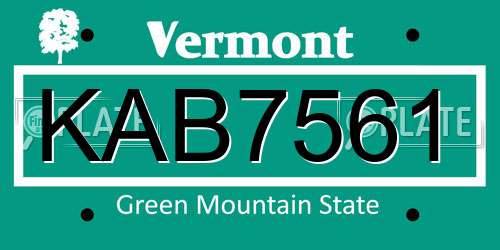 KAB7561 Vermont License Plate