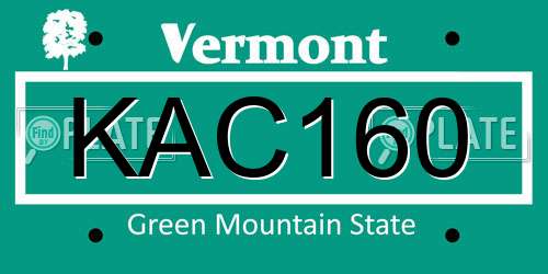 KAC160 Vermont License Plate
