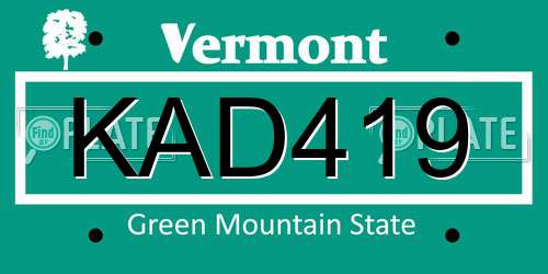 KAD419 Vermont License Plate