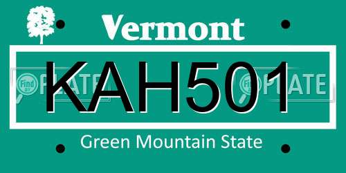 KAH501 Vermont License Plate