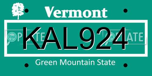 KAL924 Vermont License Plate