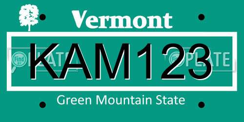 KAM123 Vermont License Plate
