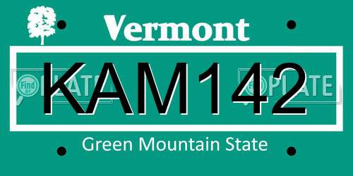 KAM142 Vermont License Plate