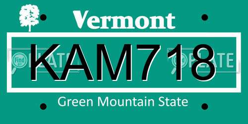 KAM718 Vermont License Plate