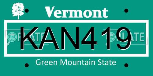KAN419 Vermont License Plate