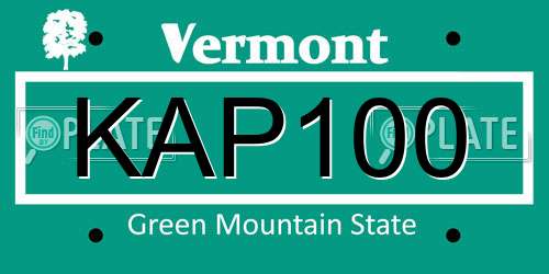 KAP100 Vermont License Plate