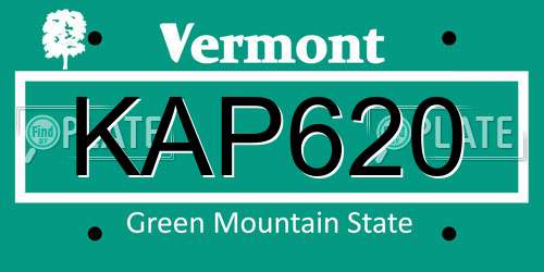 KAP620 Vermont License Plate