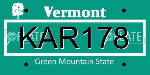 KAR178 Vermont License Plate
