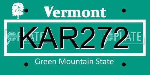 KAR272 Vermont License Plate