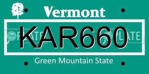 KAR660 Vermont License Plate