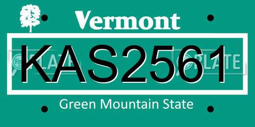 KAS2561 Vermont License Plate