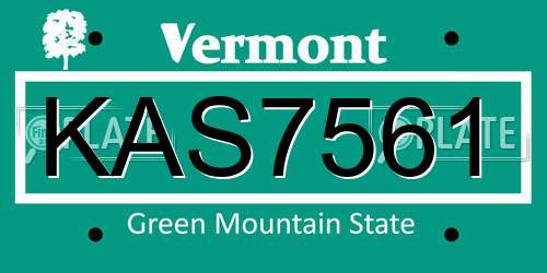 KAS7561 Vermont License Plate