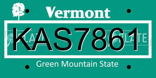 KAS7861 Vermont License Plate